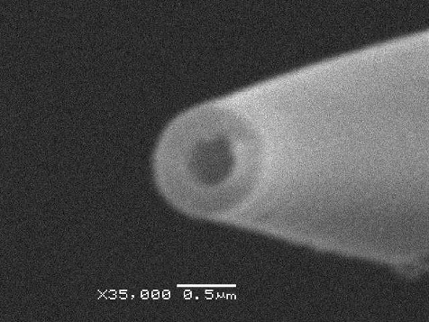 ガラス製ナノピペット先端の走査型電子顕微鏡像